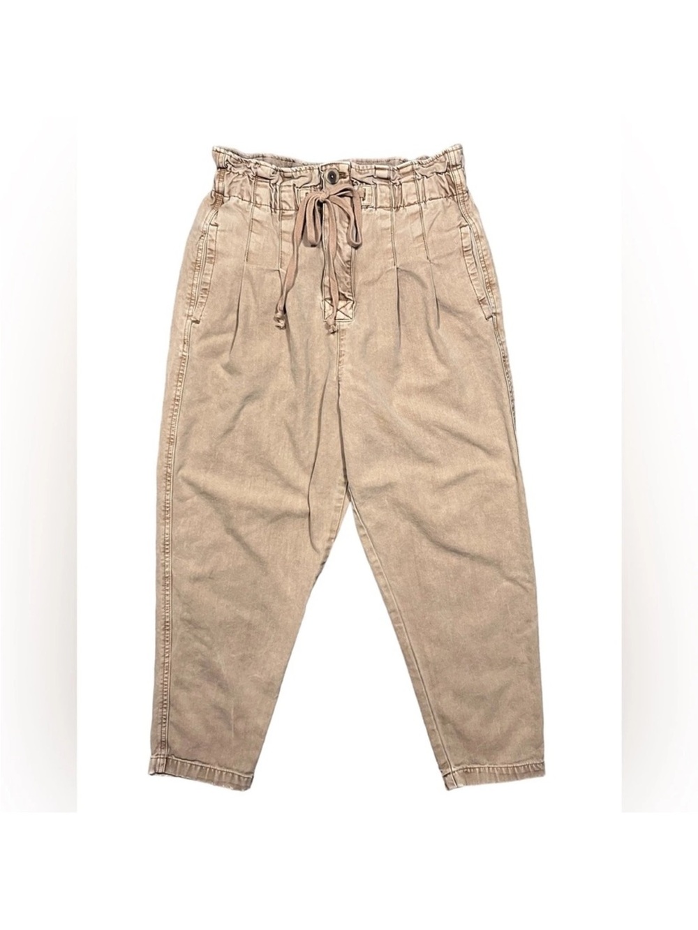 Free People Tan Paperbag Waist Drawstring Chinos